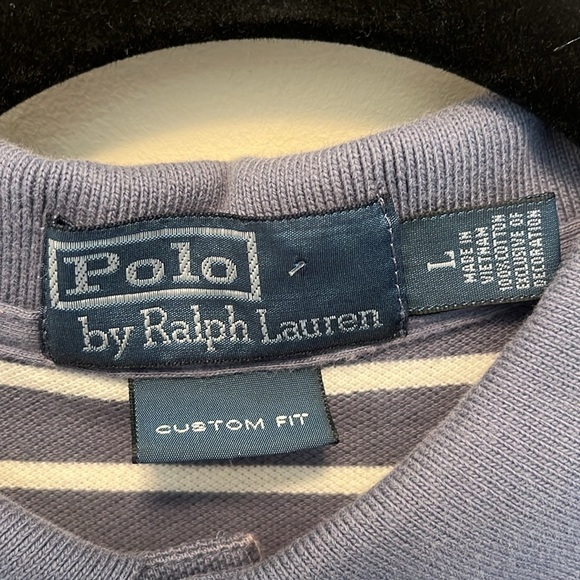 POLO by Ralph Lauren Gray & White Stripes with Yellow Pony Custom Fit Size Large - Picture 2 of 7